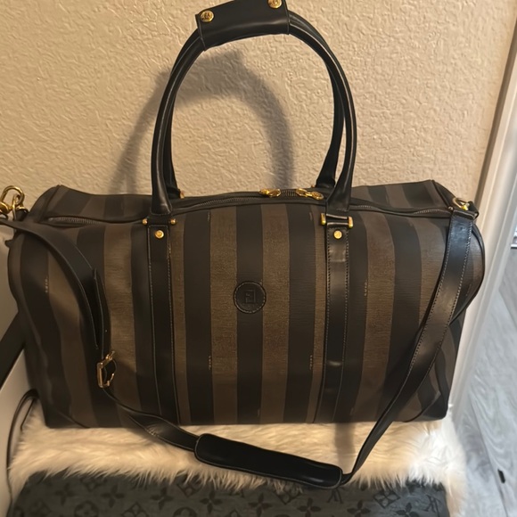 Fendi Black and Brown Striped Travel Bag - Picture 1 of 1